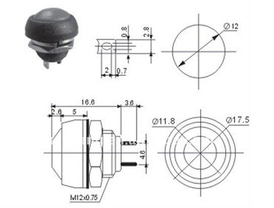10pcs DIY Mini 12mm Momentary Waterproof Push Button Switch Horn - KiwisLove
