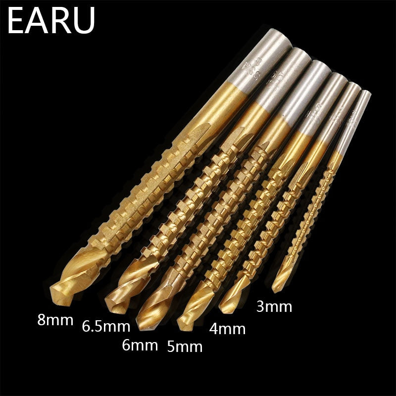 6pcs/lot 3-8mm Titanium HSS Drill Bit Electric Drill Plastic Metal - KiwisLove