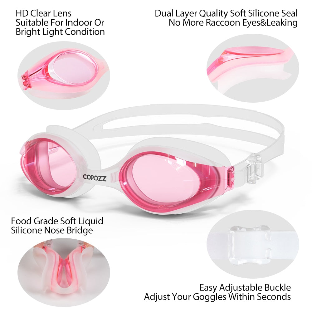 COPOZZ Swim Glasses Goggles Anti Fog  Leak UV Protection Eyewear Professional - KiwisLove