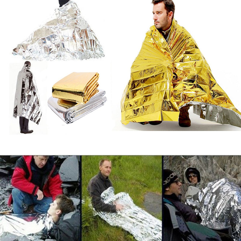 Outdoor Water Proof Emergency Survival Rescue Blanket Foil Thermal Space First Aid Sliver Rescue Curtain Military Blanket Tool - KiwisLove