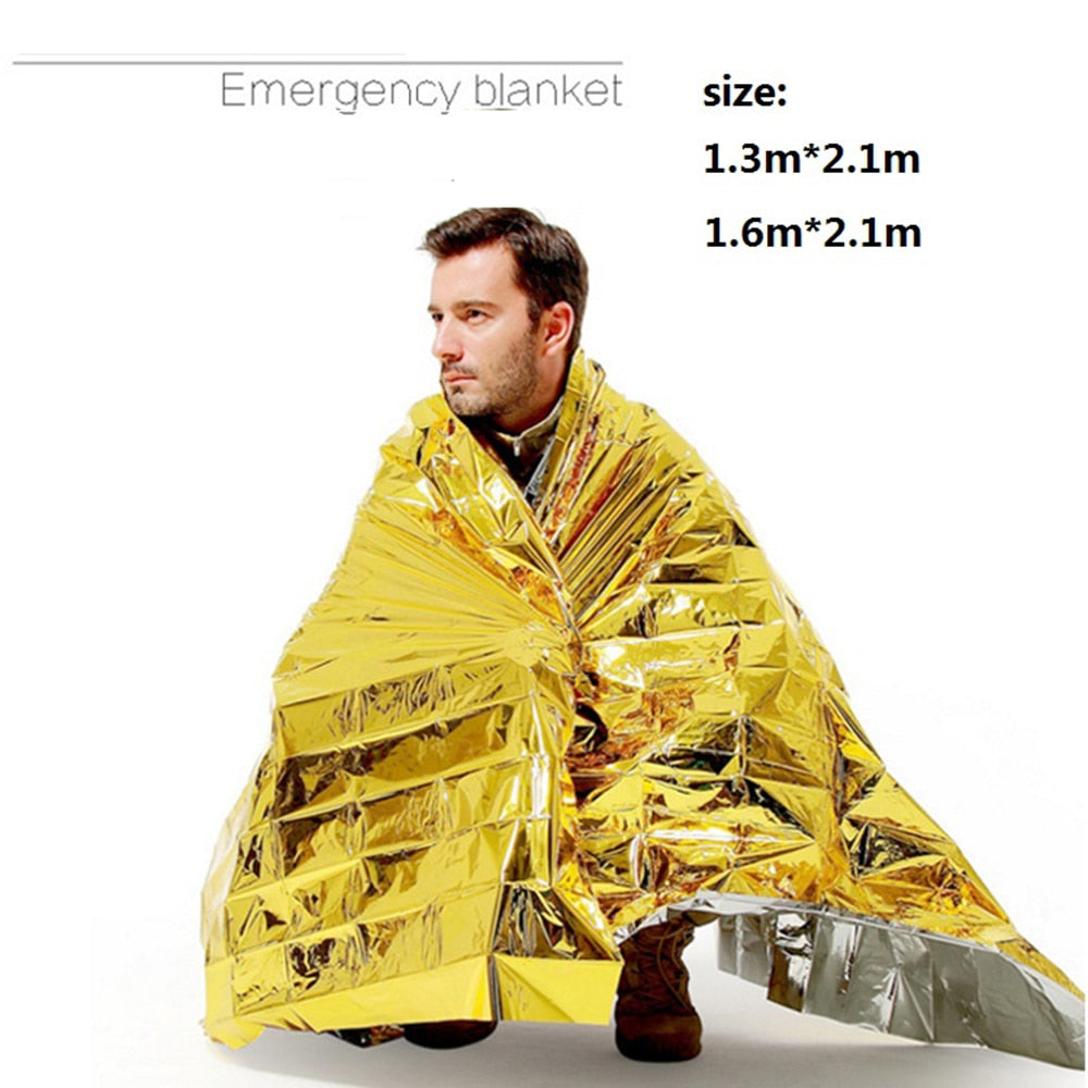 Outdoor Water Proof Emergency Survival Rescue Blanket Foil Thermal Space First Aid Sliver Rescue Curtain Military Blanket Tool - KiwisLove