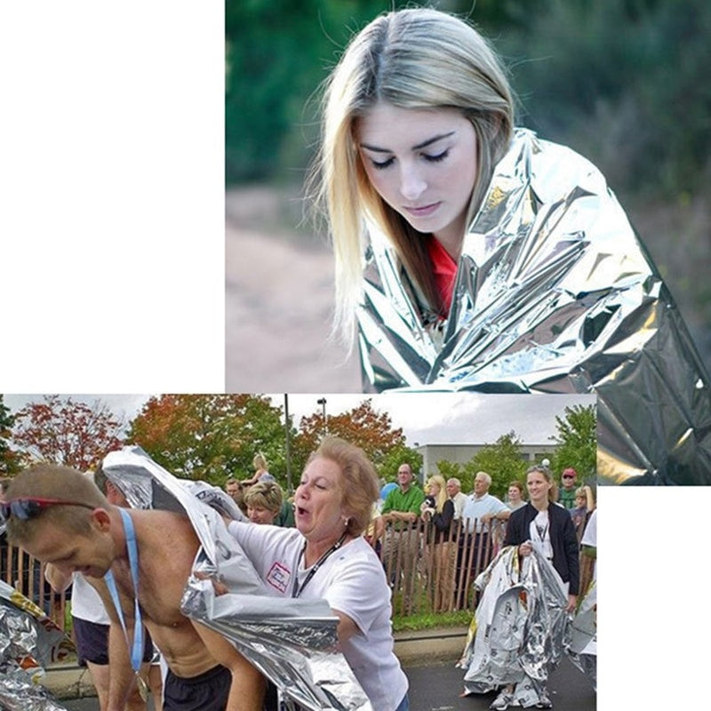 Outdoor Water Proof Emergency Survival Rescue Blanket Foil Thermal Space First Aid Sliver Rescue Curtain Military Blanket Tool - KiwisLove