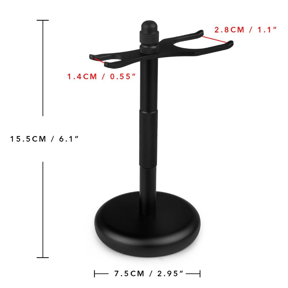 QSHAVE Men Razor Holder Black Stainless Steel Shaving Brush Stand - KiwisLove