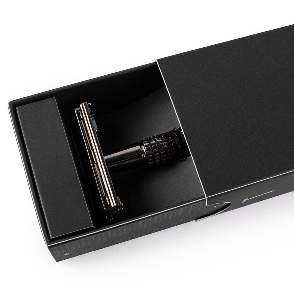 QSHAVE Short Handle Classic Safety Razor with 5 blades Gunblack Epilator - KiwisLove