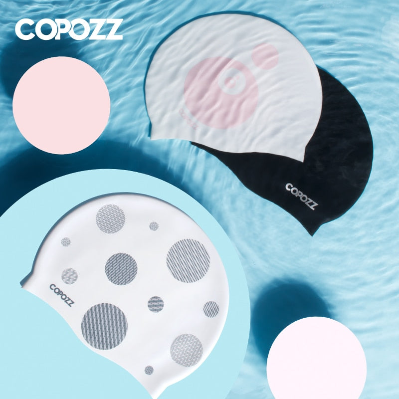 Copozz Elastic Silicon  Long Hair Swimming Cap for Men Women Adults - KiwisLove
