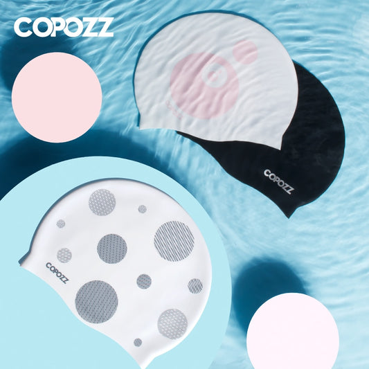 Copozz Elastic Silicon  Long Hair Swimming Cap for Men Women Adults - KiwisLove