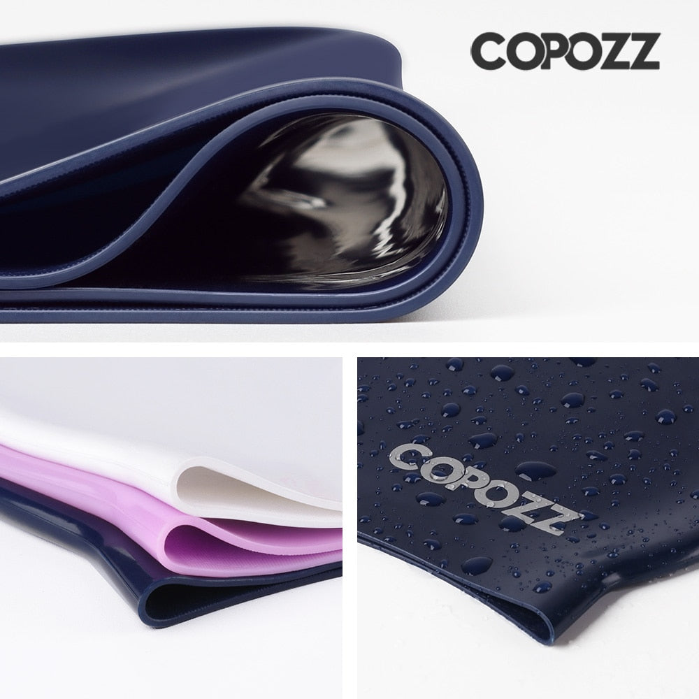 Copozz Elastic Silicon  Long Hair Swimming Cap for Men Women Adults - KiwisLove