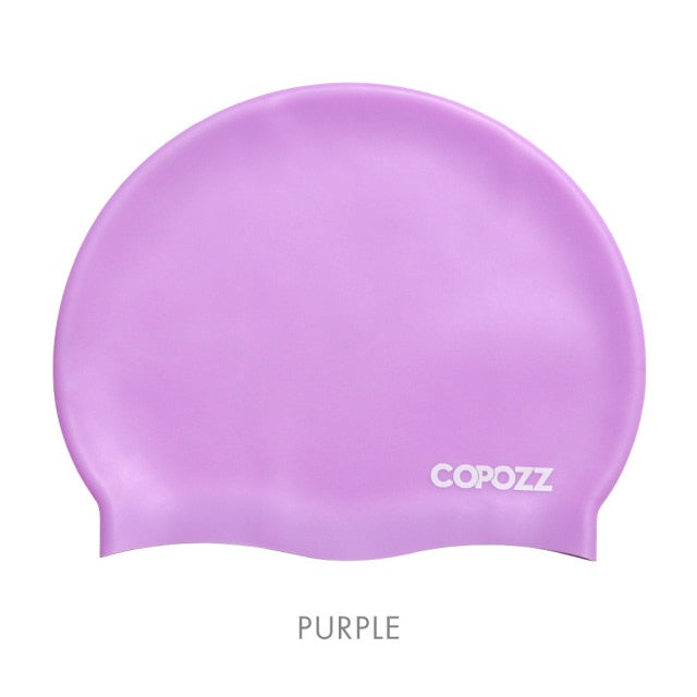 Copozz Elastic Silicon  Long Hair Swimming Cap for Men Women Adults - KiwisLove