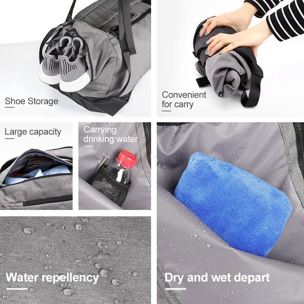 COPOZZ Sport Gym Bag 35-55L with Shoes Compartment Waterproof Bag - KiwisLove