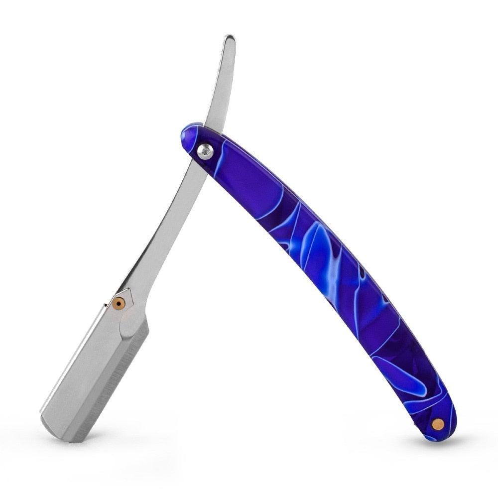 QSHAVE Straight Razor Dark Blue Acrylic Handle Classic barber Straight - KiwisLove