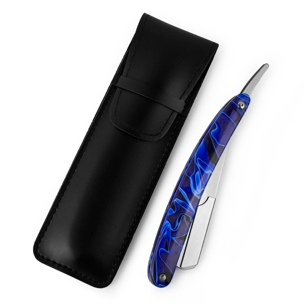 QSHAVE Straight Razor Dark Blue Acrylic Handle Classic barber Straight - KiwisLove