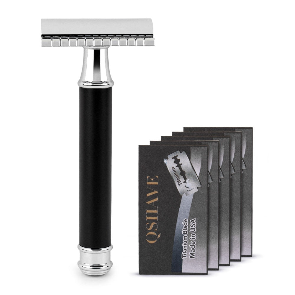 Qshave Men Manual Shaving Razor Double Edge Blade with 5 blades - KiwisLove