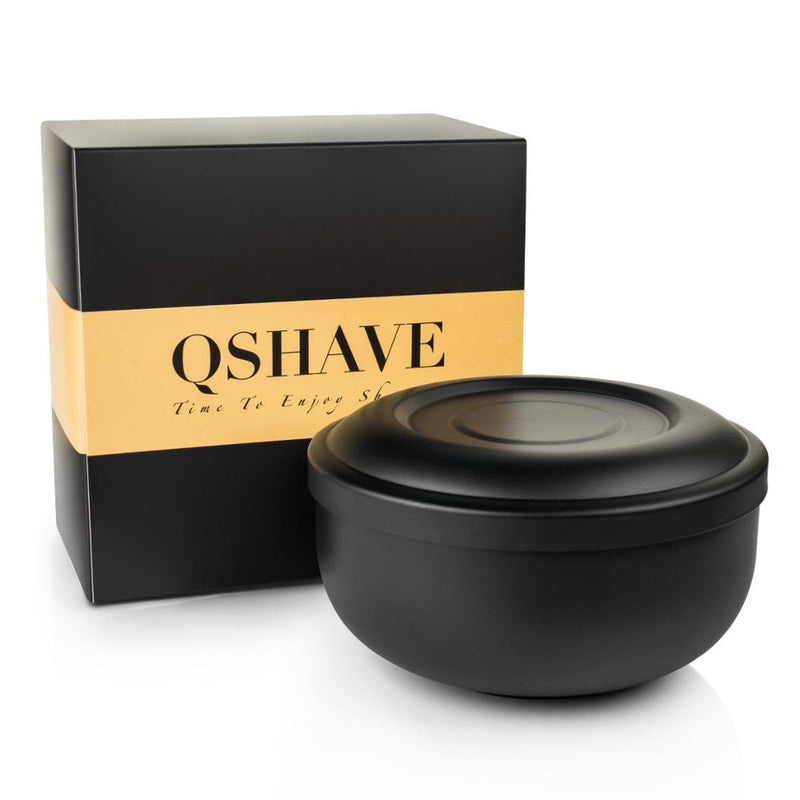 QSHAVE Black Stainless Steel Shaving Soap Bowl Double Edge Razor Brush for Classic Safety Shaving Cream Bowl 11 x 6.8 x 6.3cm - KiwisLove