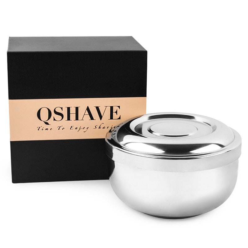QSHAVE Stainless Steel Shaving Soap Bowl 11 x 6.8 x 6.3cm - KiwisLove
