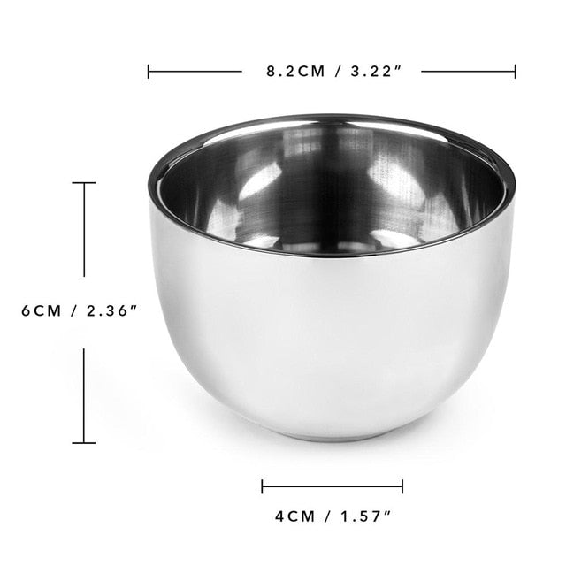 QSHAVE Stainless Steel Shaving Soap Bowl 8.2 x 6 x 4.2 cm Brush not Including - KiwisLove