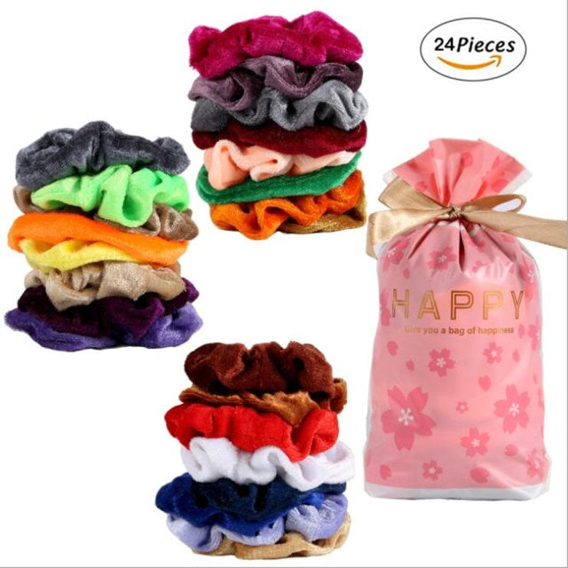 Vintage Hair Scrunchies Stretchy Velvet Scrunchie Pack - KiwisLove