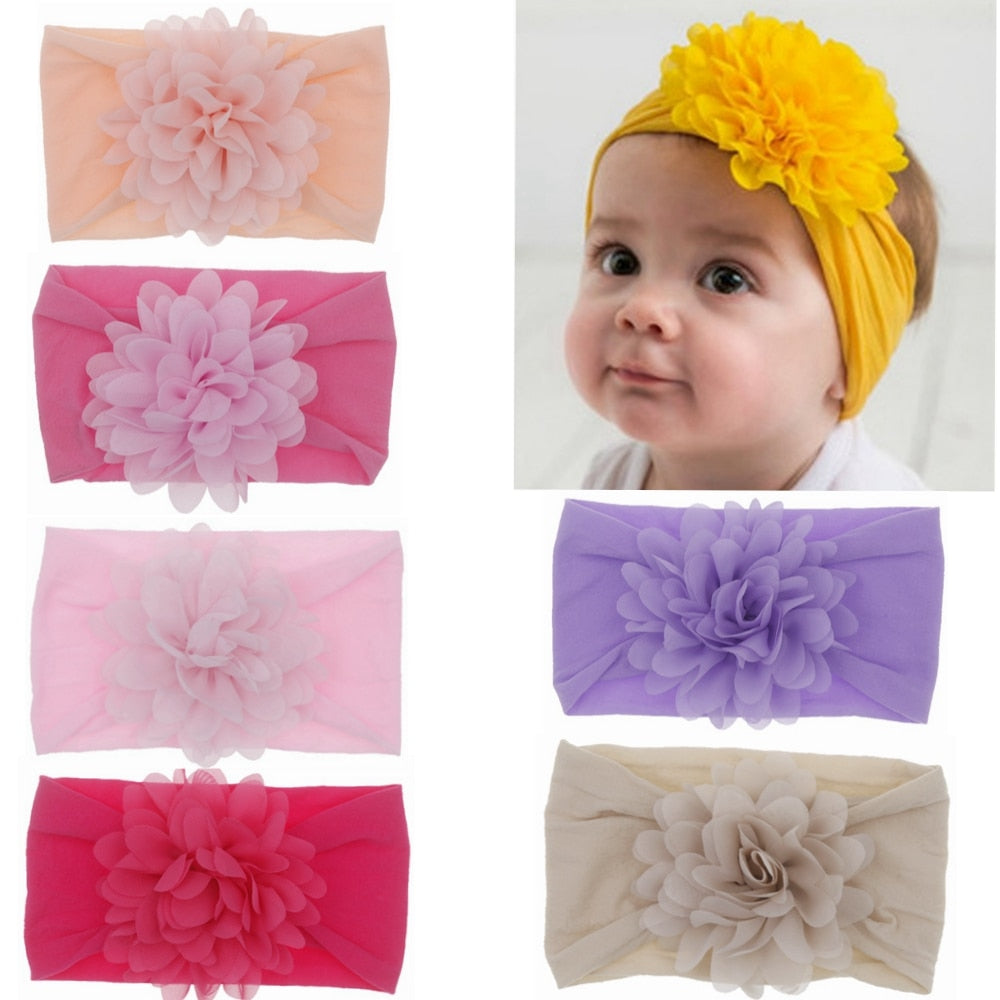 Baby Headband Nonly Big Chiffon Flower Headbands Bow - KiwisLove