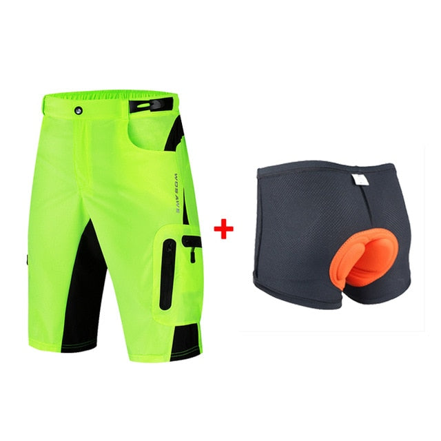 WOSAWE Men Padded Baggy Cycling Shorts Reflective MTB Mountain Bike Bicycle Riding Trousers Water Resistant Loose Fit Shorts - KiwisLove