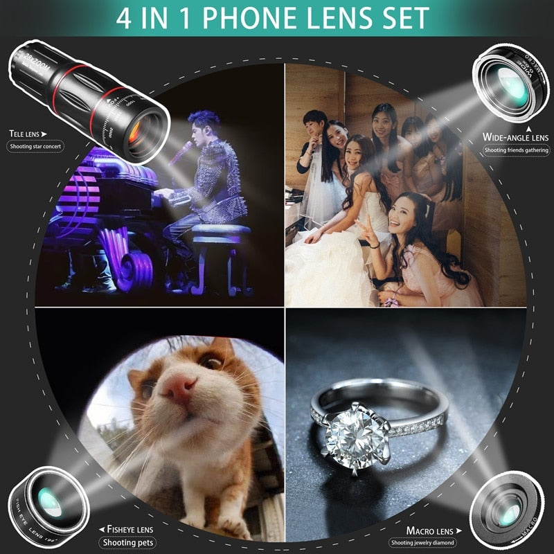 Tongdaytech 28X HD Mobile Phone Camera Lens Telescope Zoom Macro Lens for Iphone Samsung Smartphone Fish Eye Lente Para Celular - KiwisLove