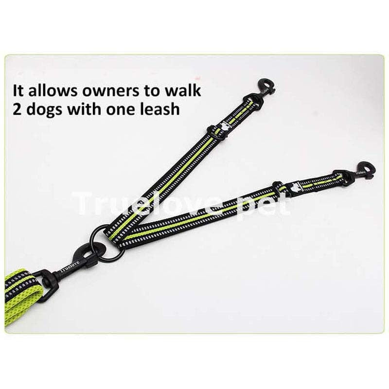 Truelove Reflective  Double Dog Leash  Two Dogs Coupler No Tangle  Training Running - KiwisLove