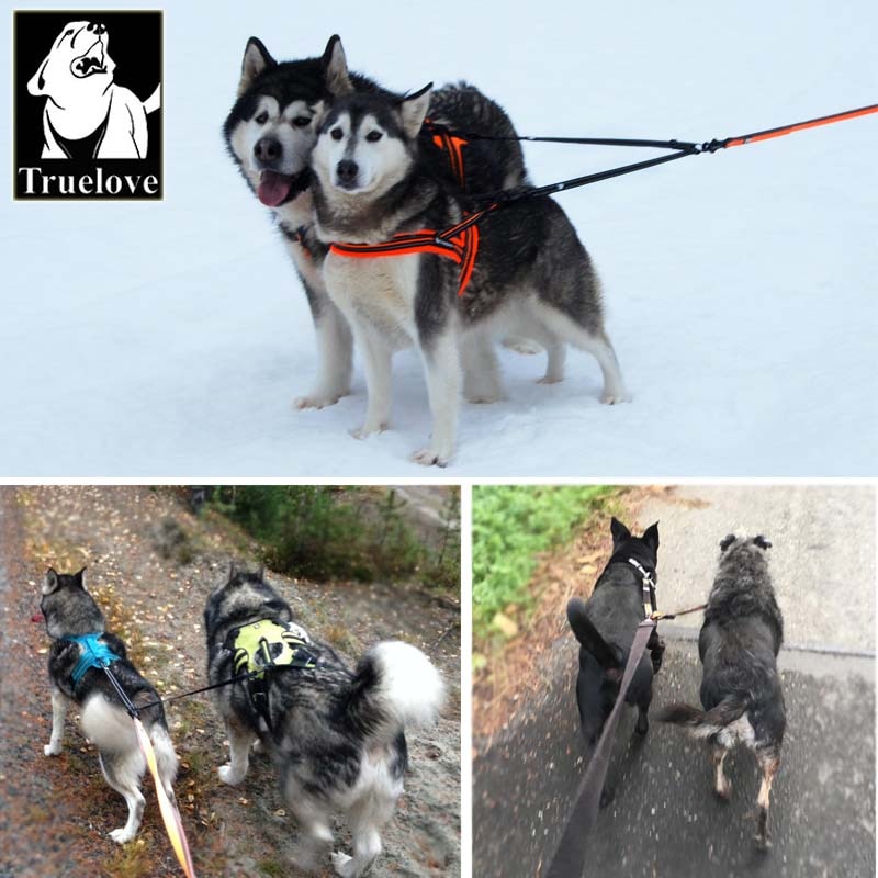 Truelove Reflective  Double Dog Leash  Two Dogs Coupler No Tangle  Training Running - KiwisLove