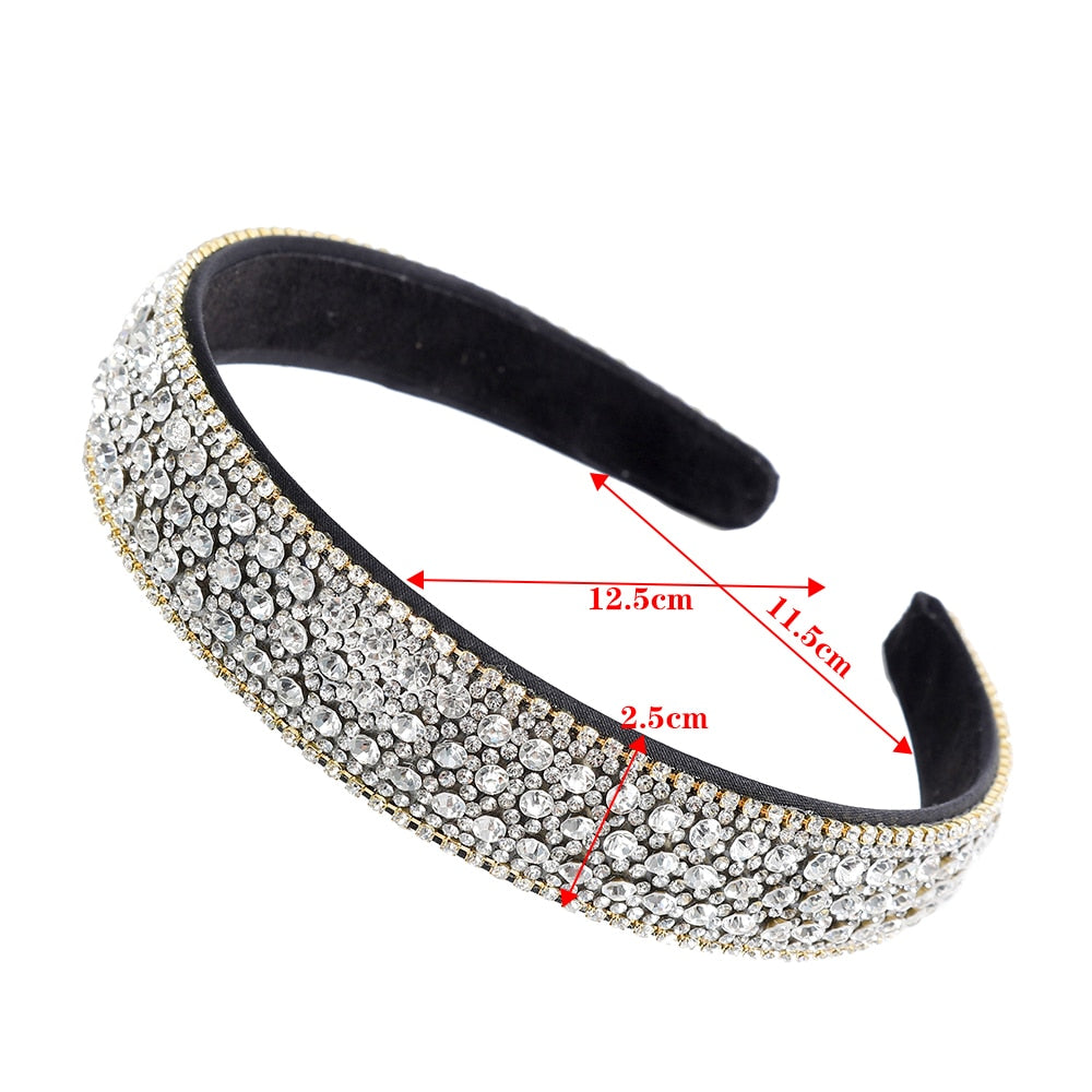 Crystal Headbands Fashion Hair Hoop Bands Bezel Luxurious Rhinestones Sponge - KiwisLove