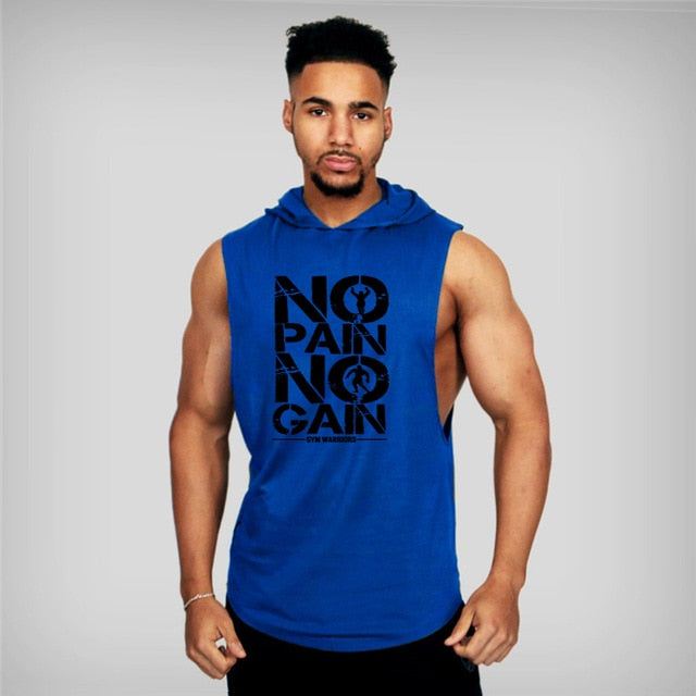 2021 New Mens Bodybuilding Hooded Tank Top Cotton - KiwisLove