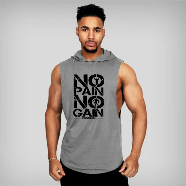 2021 New Mens Bodybuilding Hooded Tank Top Cotton - KiwisLove