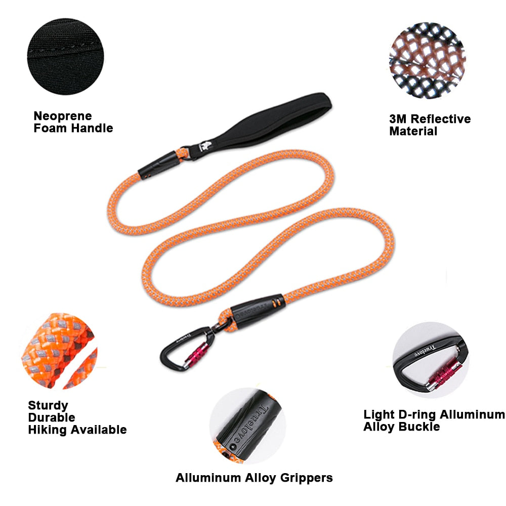 TrueLove Dog Pet Leash Reflective Aluminum -Alloy Hook Stainless Steel D-ring Neoprene Handle TLL2571 - KiwisLove