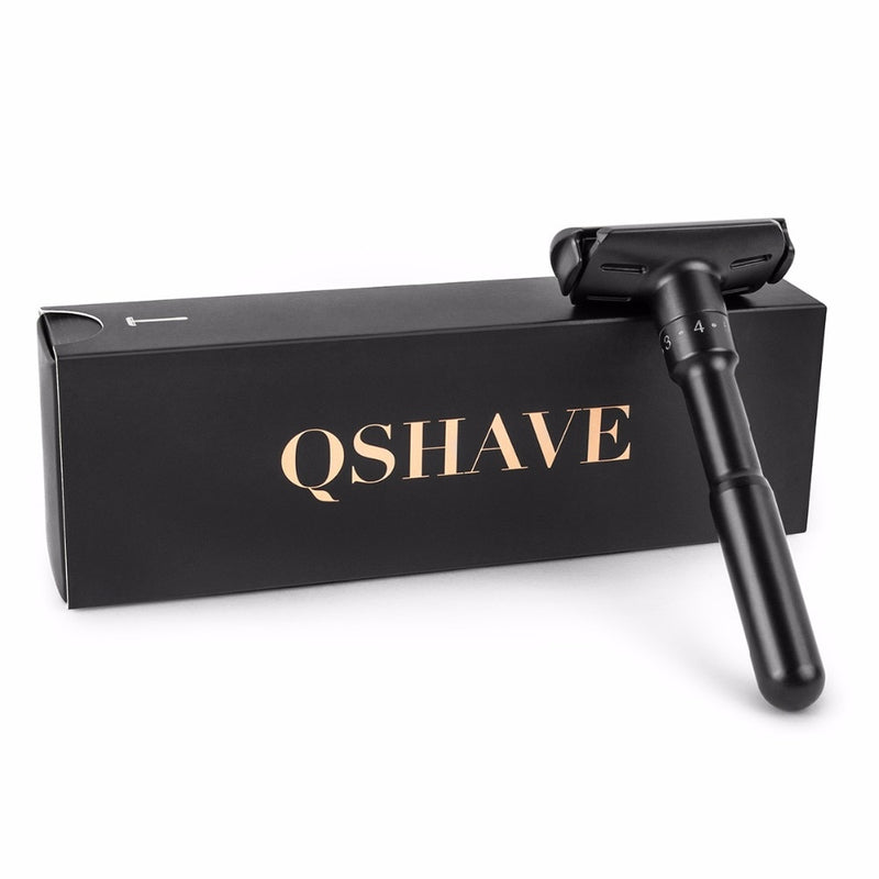 QShave Luxurious Black Adjustable Safety Razor Classic Stand Safety  Men Shaving 5 Gift Blades - KiwisLove