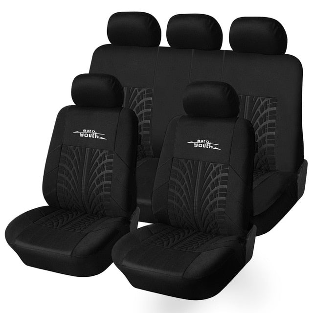 Track Detail Style Car Seat Covers Set Polyester Fabric Universal Fits Most Cars Covers Car Seat Protector - KiwisLove