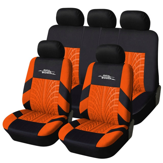 Track Detail Style Car Seat Covers Set Polyester Fabric Universal Fits Most Cars Covers Car Seat Protector - KiwisLove