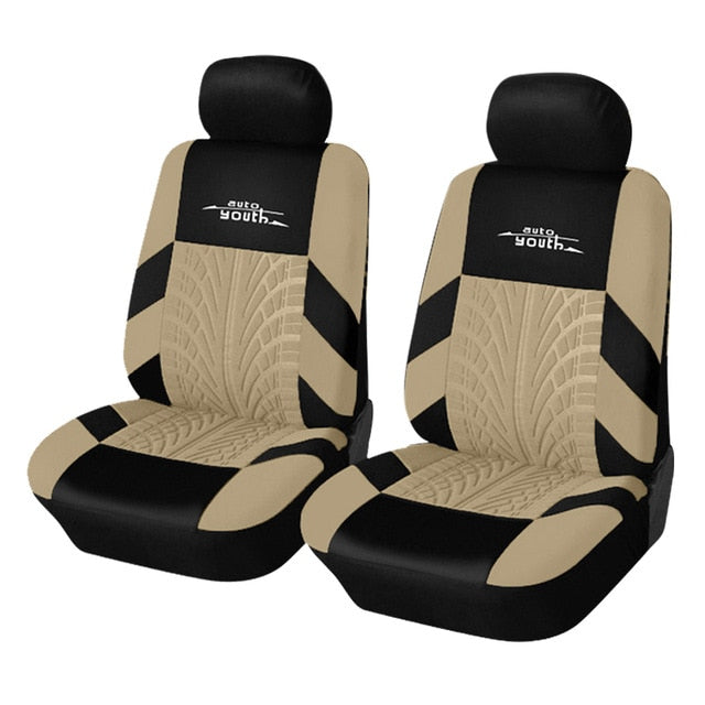 Track Detail Style Car Seat Covers Set Polyester Fabric Universal Fits Most Cars Covers Car Seat Protector - KiwisLove