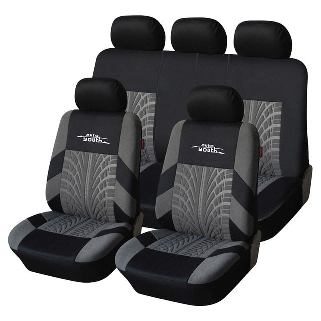 Track Detail Style Car Seat Covers Set Polyester Fabric Universal Fits Most Cars Covers Car Seat Protector - KiwisLove