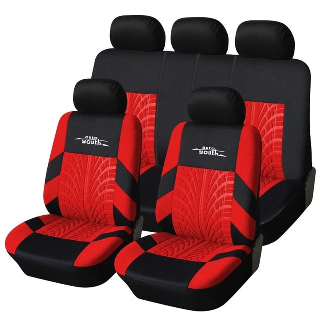 Track Detail Style Car Seat Covers Set Polyester Fabric Universal Fits Most Cars Covers Car Seat Protector - KiwisLove