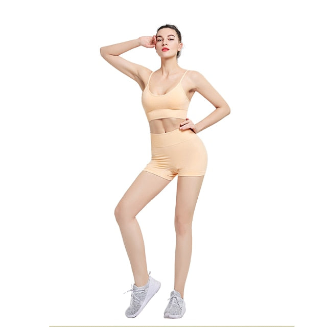 Bras Shorts Women Yoga Suits Top Pants Fitness Sets Outfits Wear Gym Running - KiwisLove