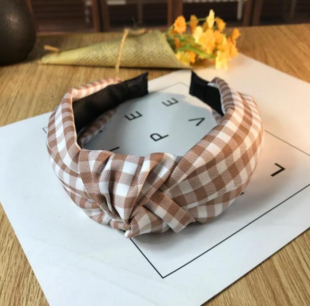 New Fashion Women Hairband Classic Lattice Headband Adult Warm Hair Band Center Knot Headwear Turban Hair Accessories - KiwisLove