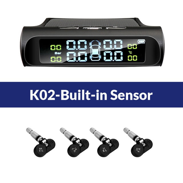 Solar Power TPMS Car Tire Pressure Alarm Monitor System Auto Security Alarm Systems Tyre Pressure Temperature Warning - KiwisLove
