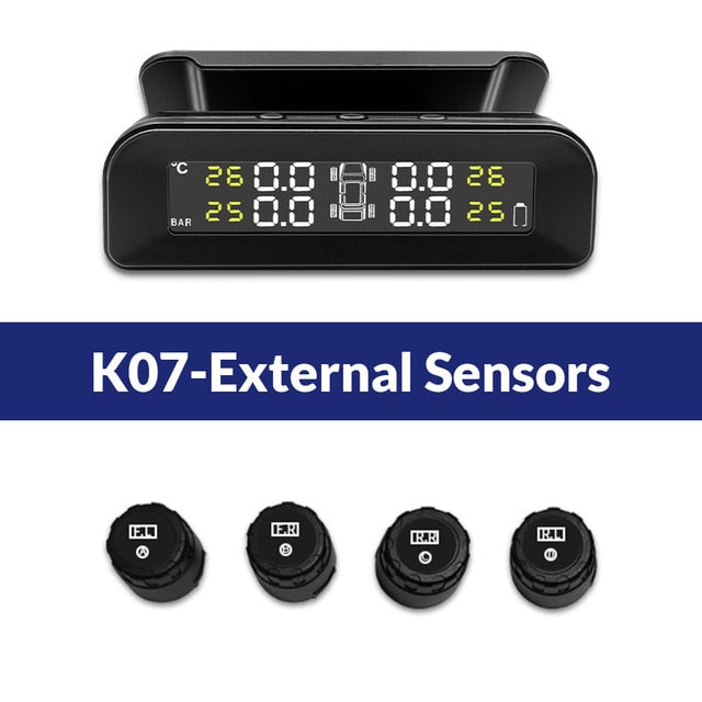 Solar Power TPMS Car Tire Pressure Alarm Monitor System Auto Security Alarm Systems Tyre Pressure Temperature Warning - KiwisLove