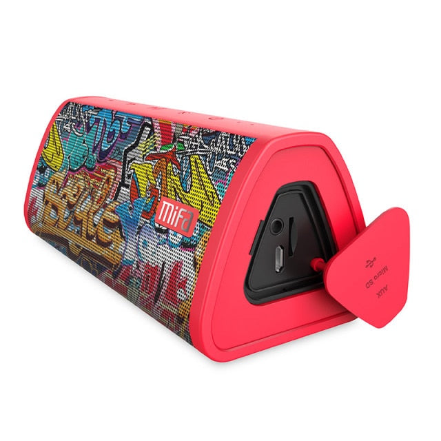 MIFA Red-Graffiti Bluetooth Speaker  Built-in Microphone Stereo Rock Sound Outdoor 10W Portable Wireless Speaker Support TF card - KiwisLove