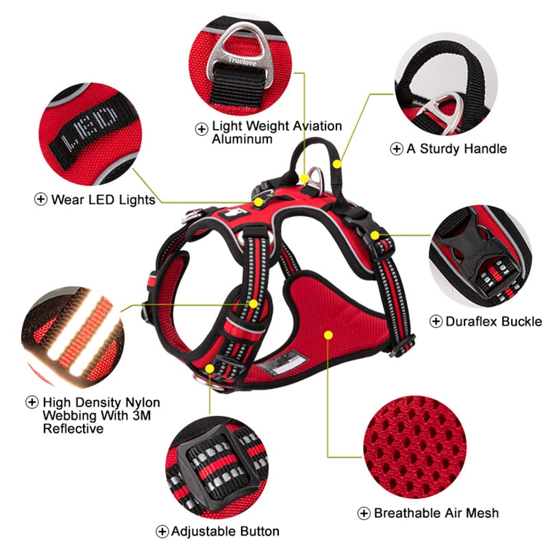 Truelove Reflective Nylon Dog Harness No Pull Adjustable - KiwisLove