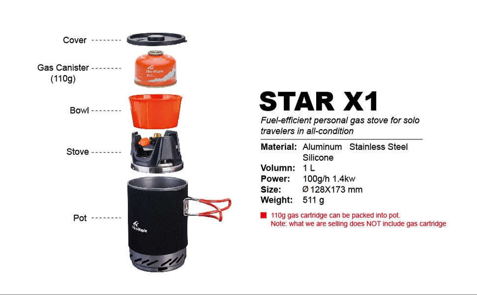 Fire Maple Star X1 Camping Stoves  Pot Bowl Portable Gas Burners FMS-X1 - KiwisLove