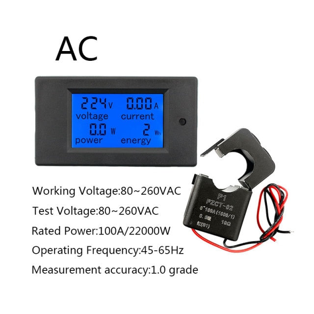 Digital LED Display Voltmeter Ammeter Wattmeter Power Energy Meter - KiwisLove