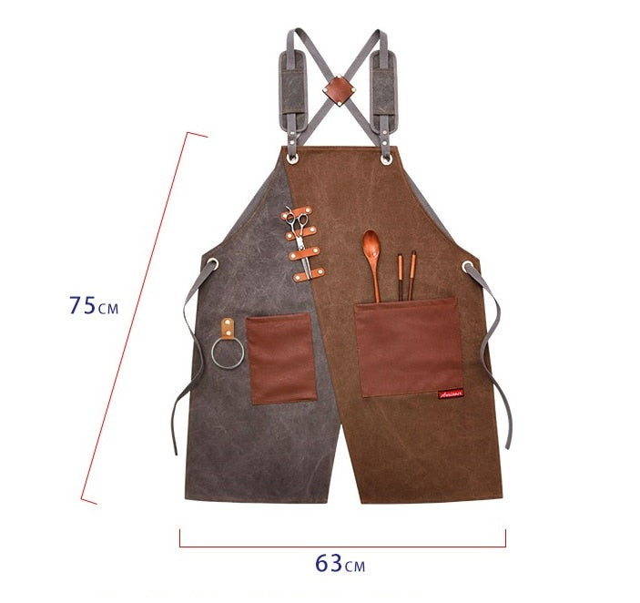 Durable Heavy Duty Unisex Canvas Work Apron  Cross-Back Straps Adjustable - KiwisLove