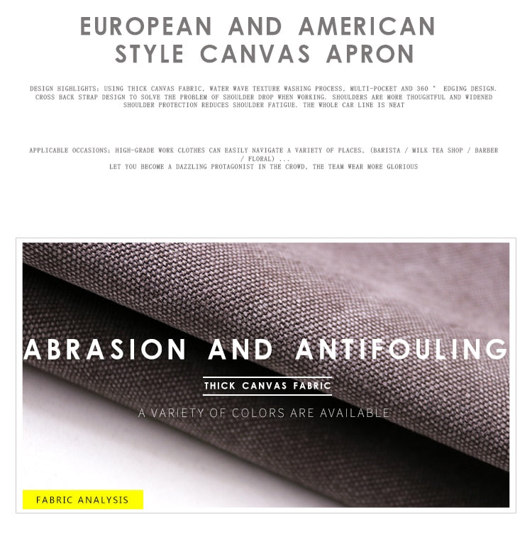 Durable Heavy Duty Unisex Canvas Work Apron  Cross-Back Straps Adjustable - KiwisLove