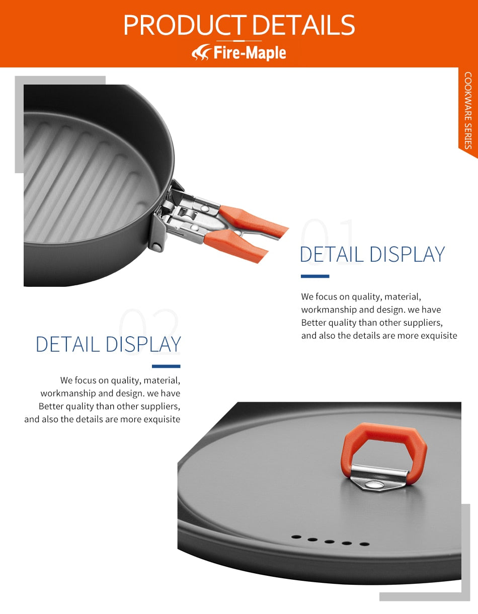 Fire Maple Feast  Picnic Pot Pan Set Foldable 2 Pots 1 Frypan FMC-F3 - KiwisLove
