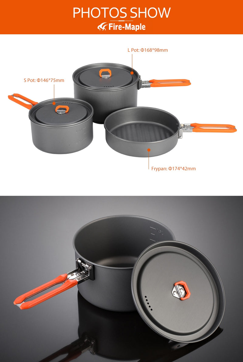 Fire Maple Feast  Picnic Pot Pan Set Foldable 2 Pots 1 Frypan FMC-F3 - KiwisLove