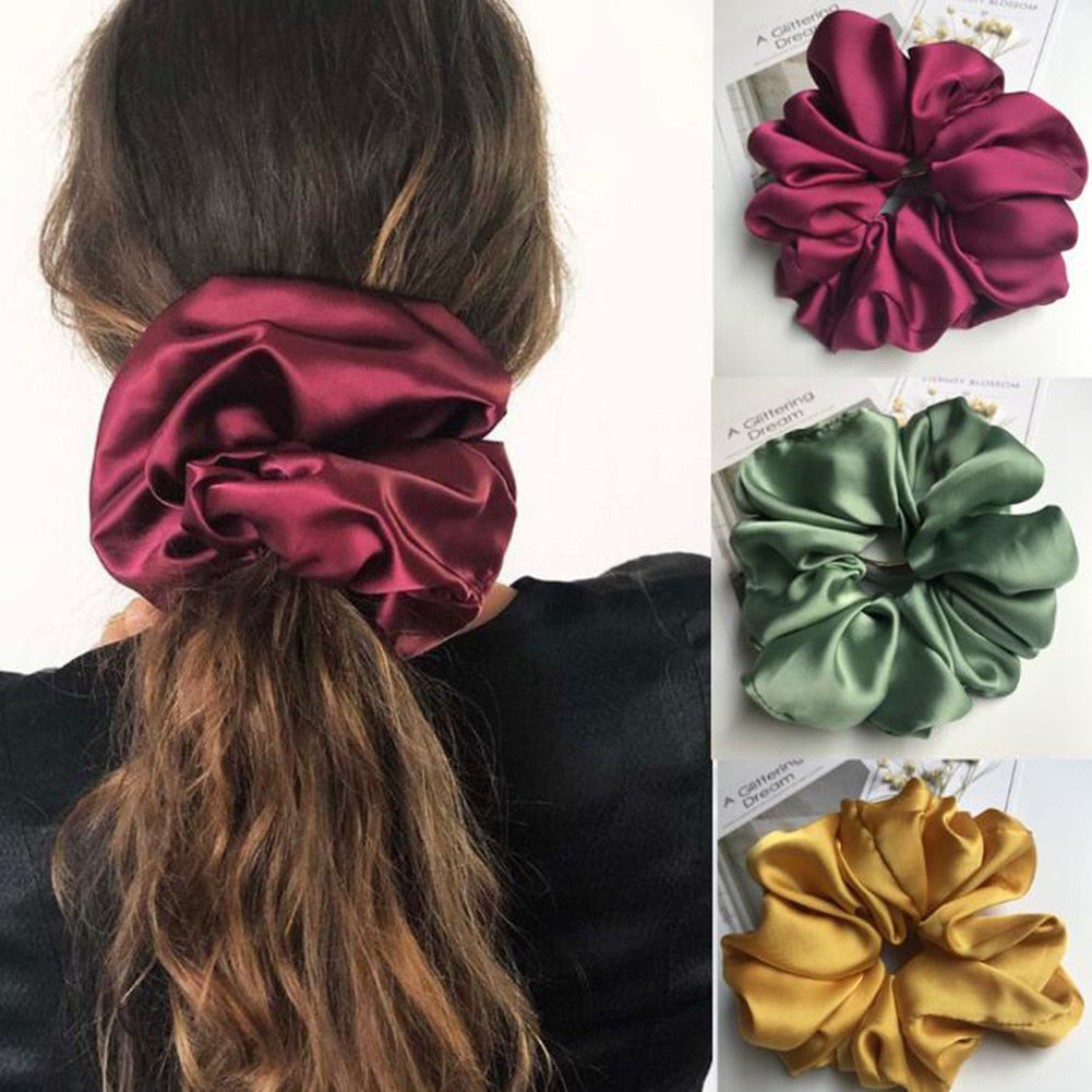 Scrunchies Big Rubber Hair Ties Elastic Hair Bands Girs Ponytail Holder - KiwisLove