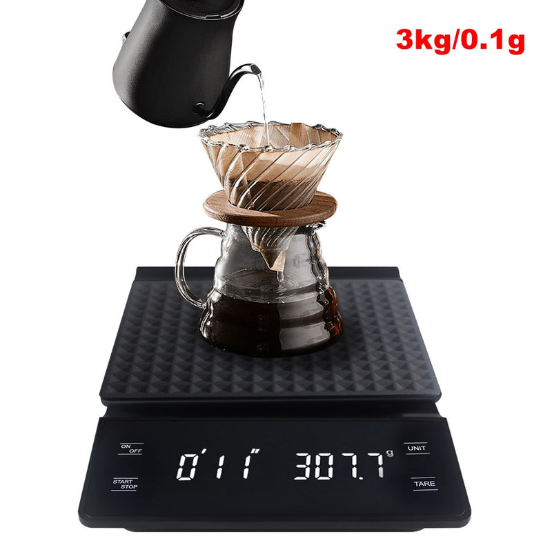 3kg/0.1g Digital Coffee Scale with Timer LCD Electronic Scales Food Balance Measuring Weight Kitchen Coffee Scales g oz ml - KiwisLove
