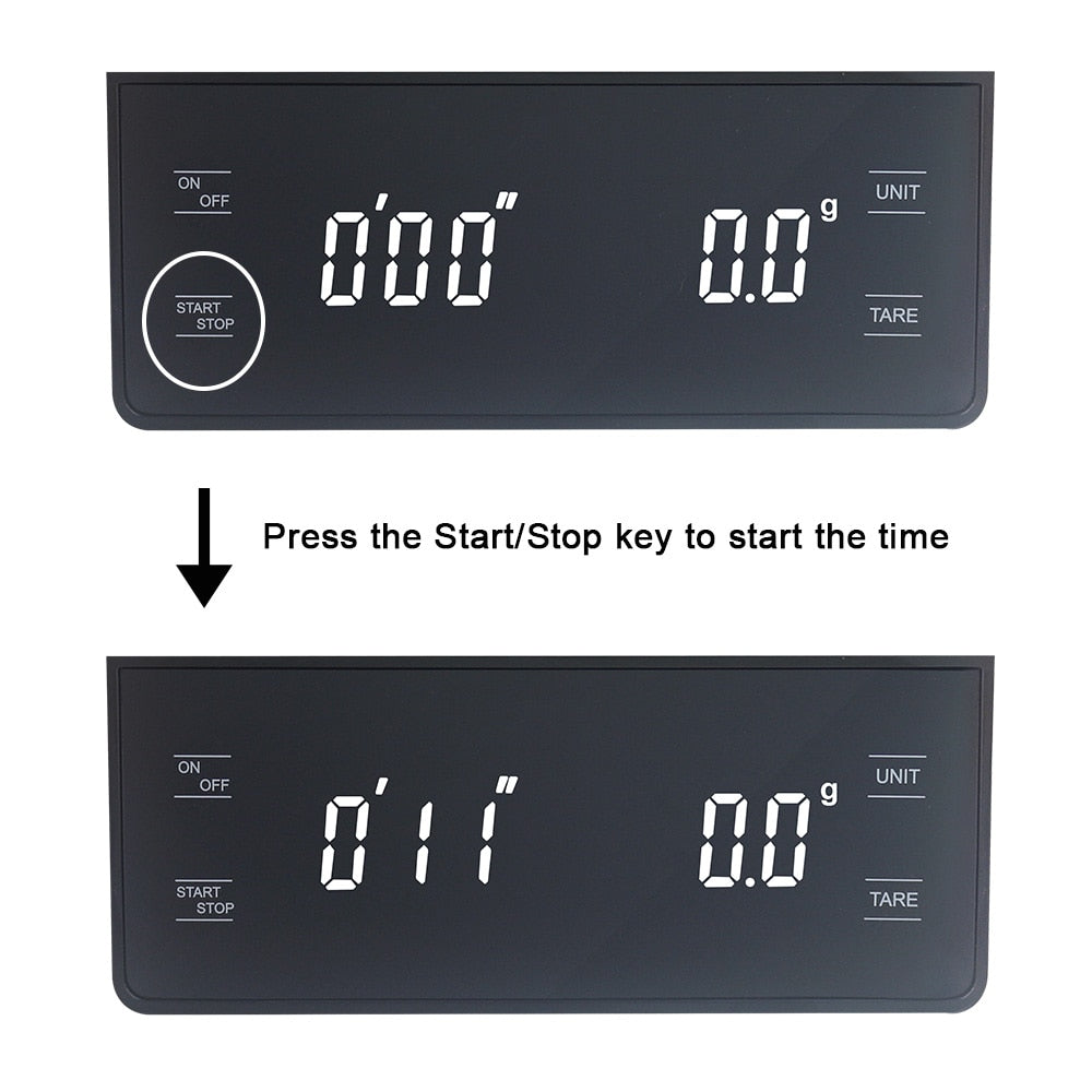 3kg/0.1g Digital Coffee Scale with Timer LCD Electronic Scales Food Balance Measuring Weight Kitchen Coffee Scales g oz ml - KiwisLove